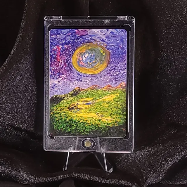 Dream Mountain limited edition art card in acrylic display case