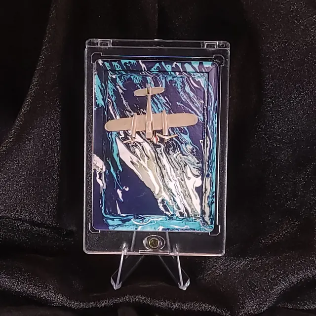 Sky Miles limited edition art card in acrylic display case